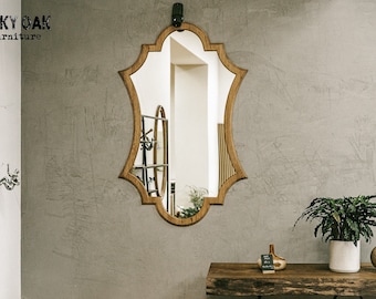 Classic oak mirror / Wooden mirror / Home decor / Big oak mirror
