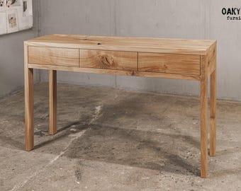 Konsolentisch aus massiver Eiche mit Schubladen, schmaler Eingangsschreibtisch, moderne minimalistische Möbel