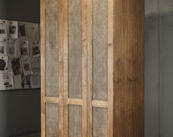 Armario de roble y ratán hecho a mano - Muebles rústicos industriales