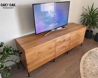 Handmade Oak Commode, Industrial Rustic Cabinet