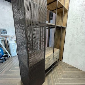 Metal wardrobe / Oak wardrobe / Industrial wardrobe / Industrial furniture / Rustic furniture / Rustic cupboard / Handmade