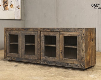Handmade Rustic Oak Commode, Modern Industrial Furniture