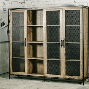 Industrial style cupboard / Modern shelf/ Rustic commode / Oak commode / Steel commode / Handmade furniture / Industrial furniture