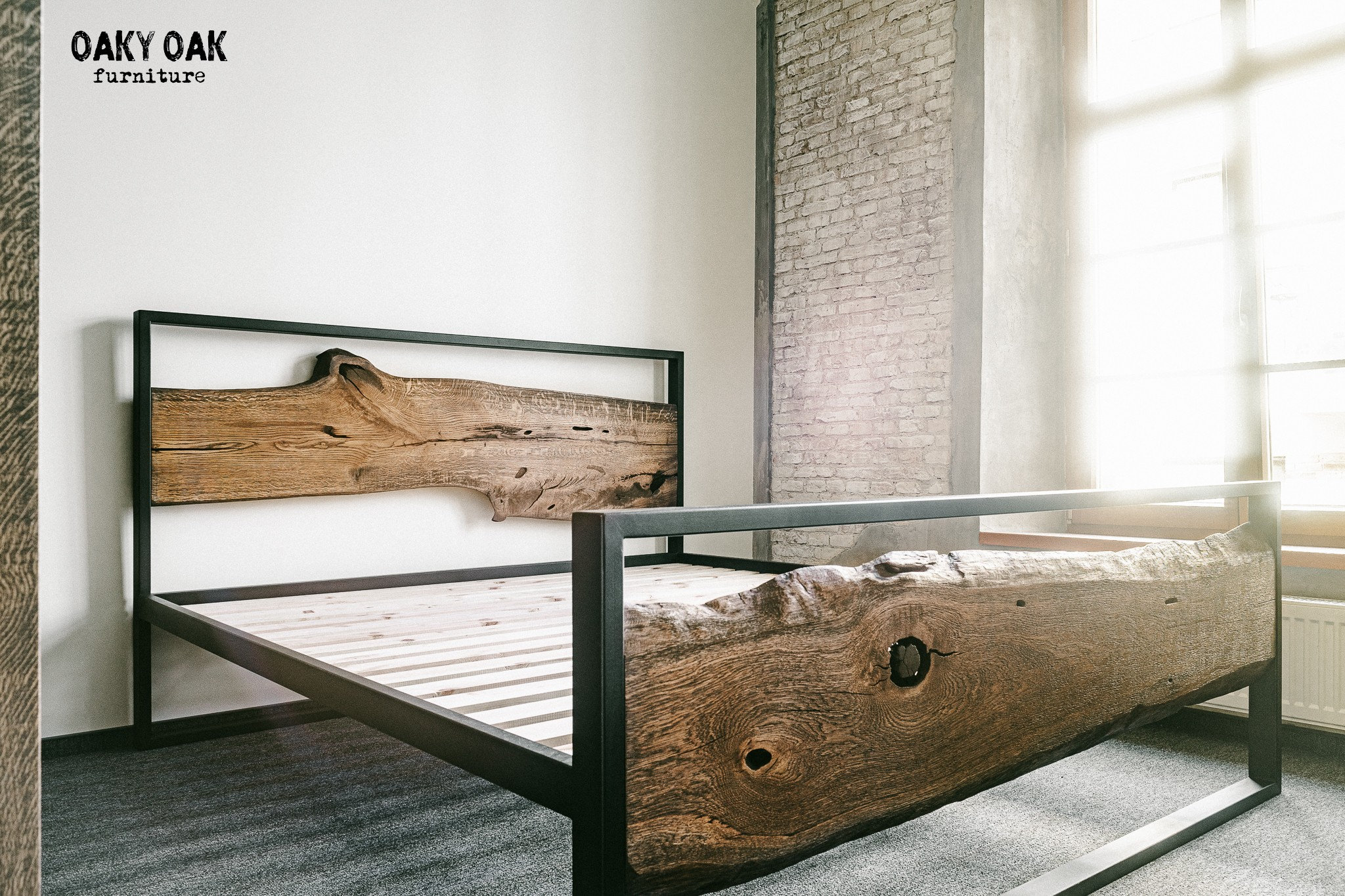 Industrial Wooden Bed Modern Oak Bed Industrial Furniture