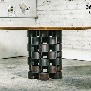 Oak dining table / Industrial dining table / Industrial furniture / Round table / Modern furniture / Handmade table