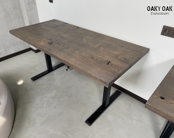 Oak Wood Work Desk, Industrial Style Office Furniture