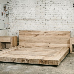 Industrial wooden bed / Modern oak bed / Industrial furniture / Bedroom furniture / Bedroom decor / Industrial wood working / Oak bed