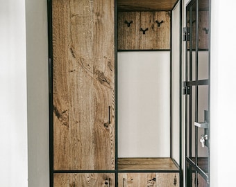 Handmade Oak Industrial Wardrobe, Rustic Cupboard