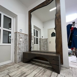 Specchio in legno di quercia industriale, arredamento rustico per la casa (250 cm x 150 cm)