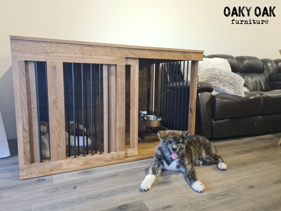 Industrial Dog Cage Modern Dog Cage Rustic Dog Cage Oak Dog