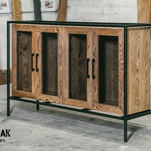 Industrial style cupboard / Modern shelf/ Rustic commode / Oak commode / Steel commode / Handmade furniture / Industrial furniture