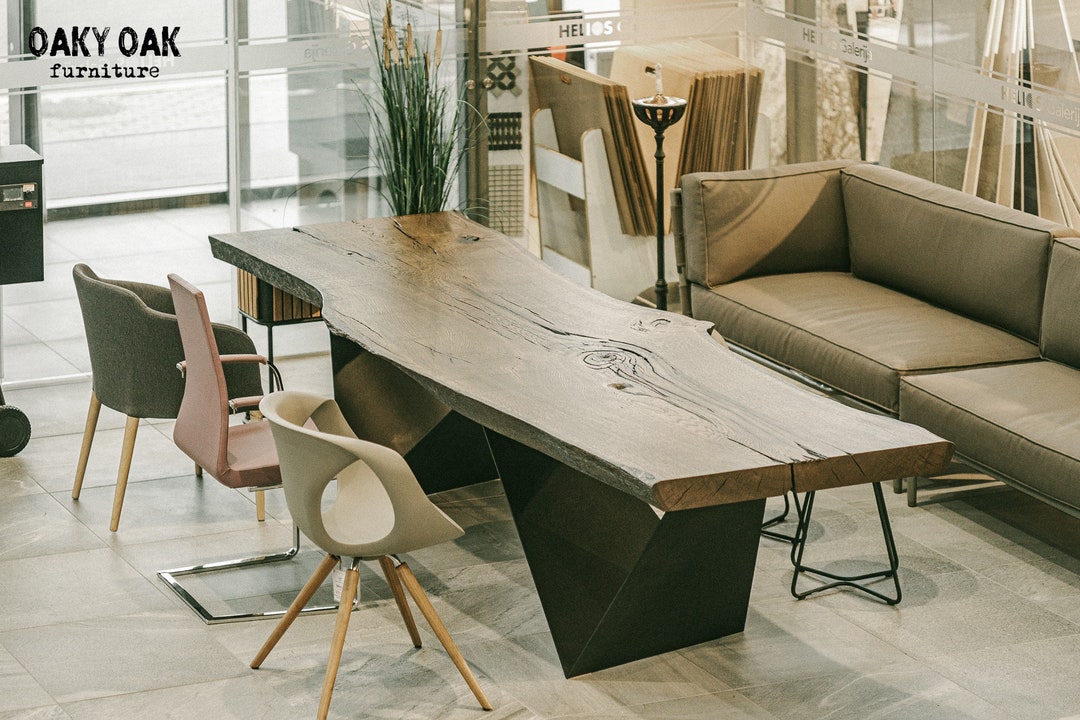 Oak Live Edge Dining Table / Custom Made Solid Oak Dining Table / Wood ...
