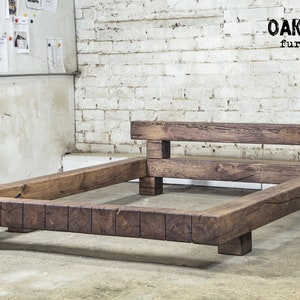 Industrial wooden bed / Modern oak bed / Industrial furniture / Bedroom furniture / Bedroom decor / Industrial wood working / Oak bed