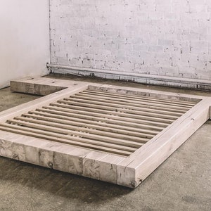 Oak bed Industrial furniture bed Rustic furniture bedroom Bedroom furniture Handmade furniture Wood bed frame Wood bed Modern decor natural