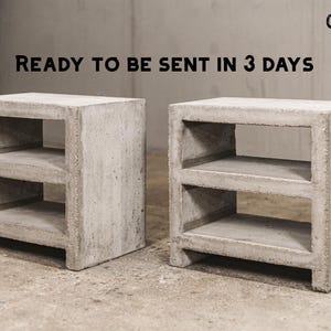 Mesita de noche de hormigón hecha a mano / Mesita de noche industrial