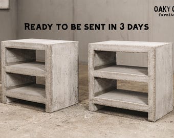Handmade Concrete Bedside Table | Industrial Nightstand