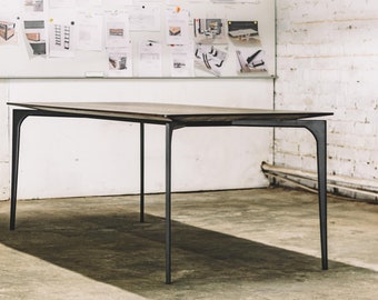 Industrial dining table | Oak table | Modern table | Rustic design | Wood table | Dining table | Wood furniture