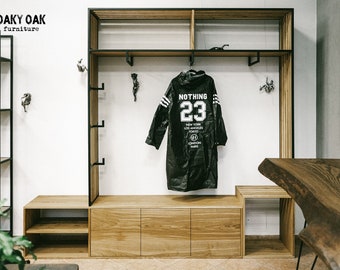 Handmade Oak Wardrobe: Modern Industrial Style, Custom Sizes