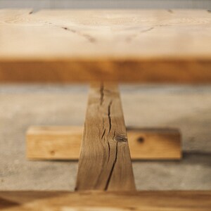 Image showcasing Industrial Live Edge Oak Wood Table / Kitchen Table / Wooden Legs ...