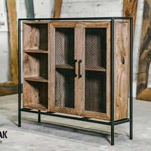 Industrial style cupboard / Modern shelf/ Rustic commode / Oak commode / Steel commode / Handmade furniture / Industrial furniture