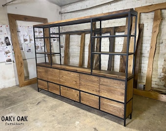 Handmade Industrial Oak and Steel Shelf - Custom Sizes Available