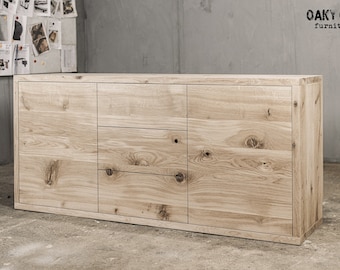 Rustic Oak Commode | Handmade Industrial Chest of Drawers