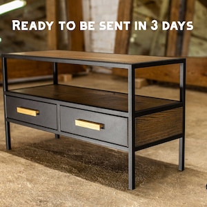 Oak TV table / TV table / Industrial TV table / Industrial table / Industrial furniture / Rustic furniture / Rustic table / Handmade table