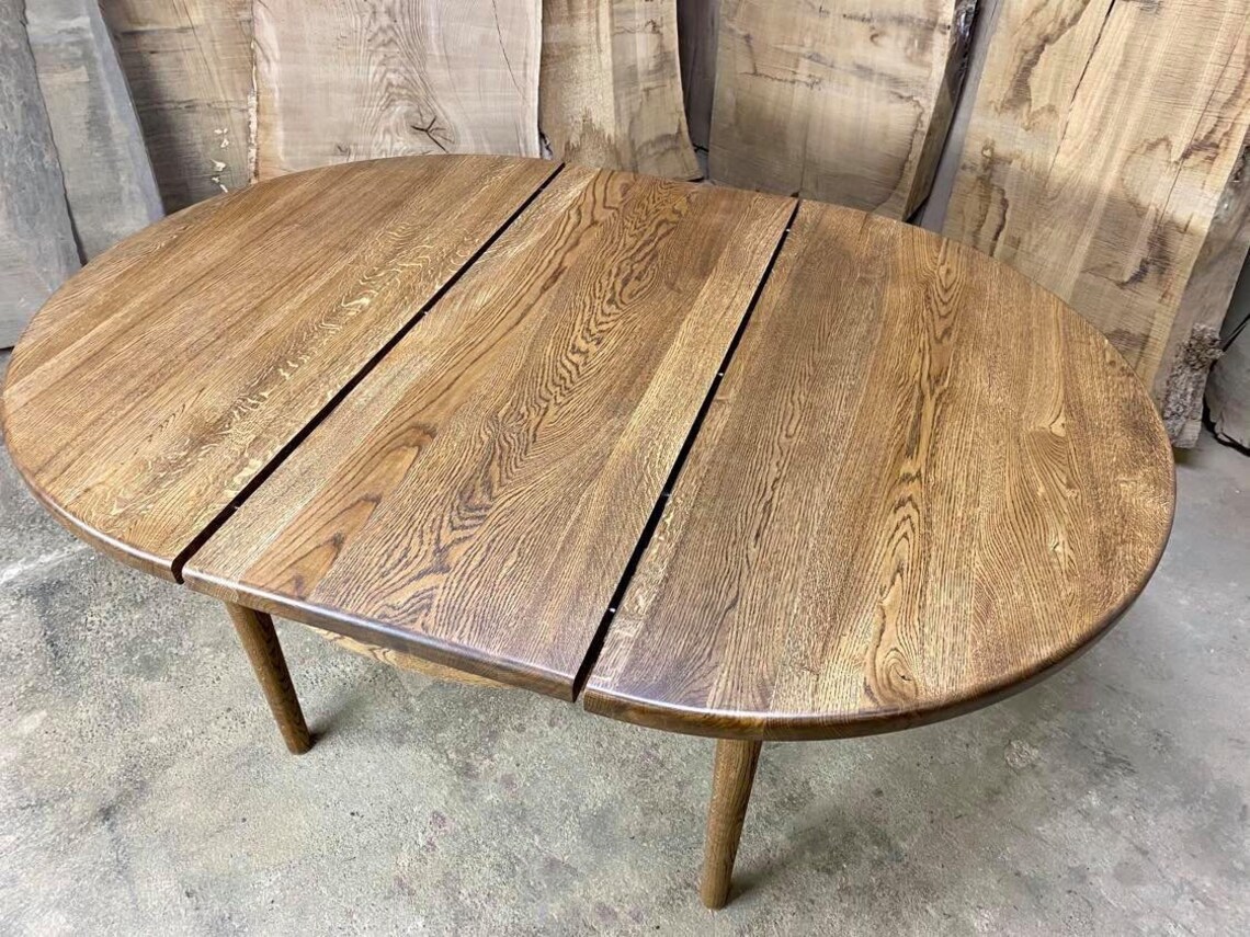 Oak Dining Table / Wood Dining Table / Handmade Furniture / Round Table