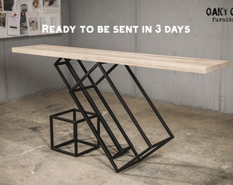 Geometric Oak Console, Modern Entryway Table, Architectural Hallway Furniture, Handmade Statement Piece