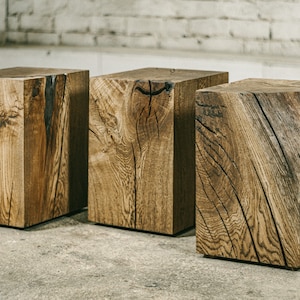 Oak Stub Side Table | Walnut Color Wood Furniture