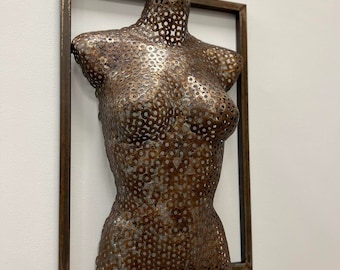 Metal Wall Art / Sculpture / Female Torso / Industrial wall decor