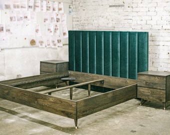 Handcrafted Oak King Bed Frame: Industrial Bedroom Furniture