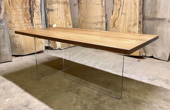 Dining table Office table Glass table legs Table base Wood furniture Industrial furniture Rustic decor Oak furniture Oak table