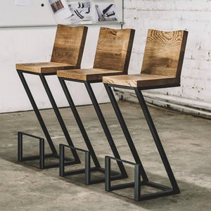 Industrial oak wood bar chair / Kitchen chair / Metal legs / Industrial furniture / Rustic decor / Home decor / Furniture / Wood furniture