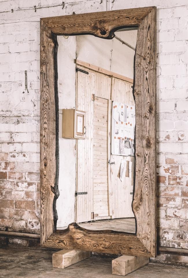 Industrial oak mirror Wooden mirror Rustic mirror Home decor Rustic furniture Industrial furniture Big oak mirror Modern Natural