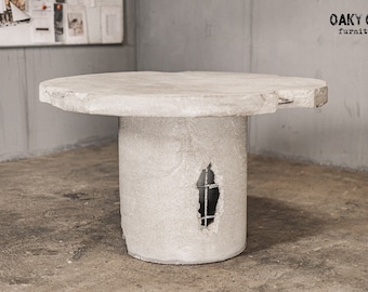 Industrial Concrete Dining Table, Rustic Metal Accents (130cm)