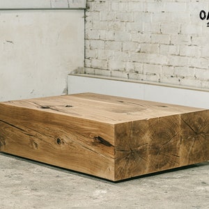 Table basse en bois | Table basse industrielle | Table basse en chêne brut