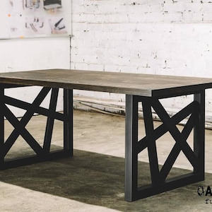 Table à manger industrielle en chêne / Table industrielle / Table / Mobilier industriel / Table en chêne / Bois / Meubles de salle à manger / Bureau /