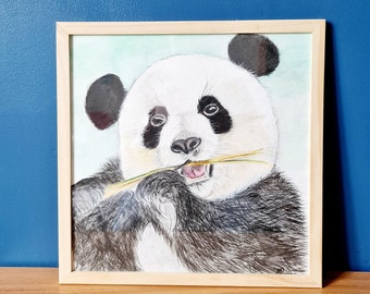 Framed watercolor panda