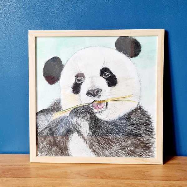 Panda aquarelle encadrée