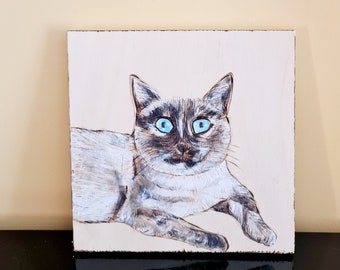 Blue eyes cat wall painting