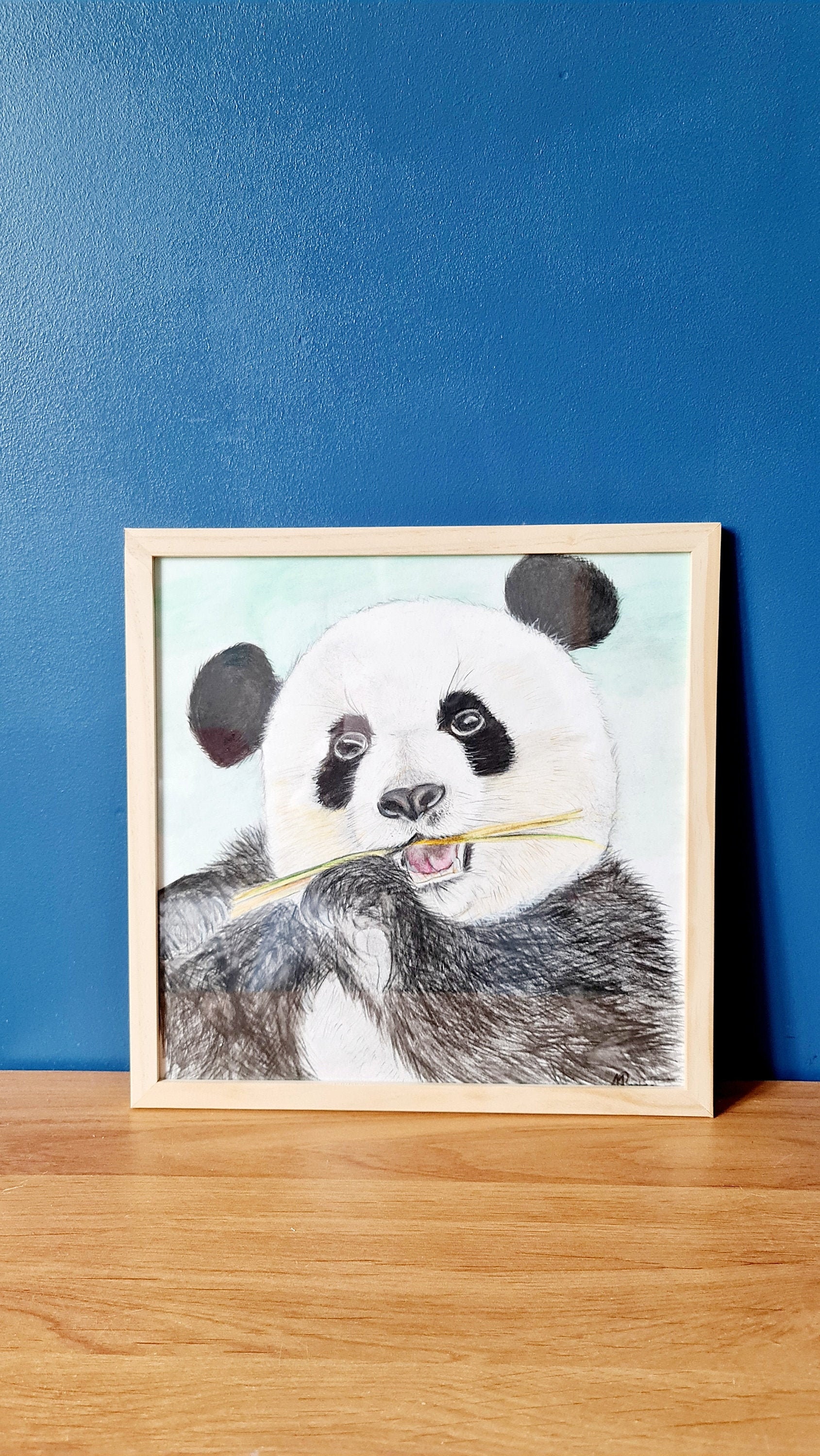 Panda Aquarelle Encadrée, Portrait Animalier