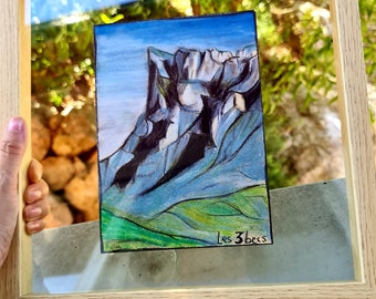 Landscape and mountain watercolor painting