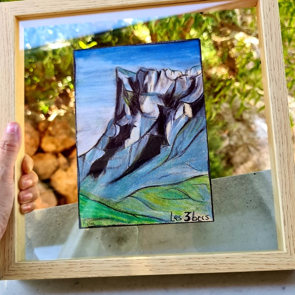 Tableau aquarelle paysage et montagne