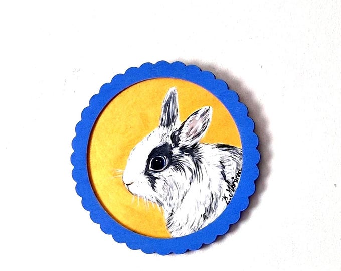Hand-Painted Rabbit Portrait on Wood