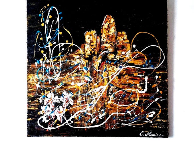 Gold and Black textured wall Art by C.Marina