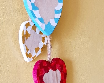 Customizable wooden hearts pendant