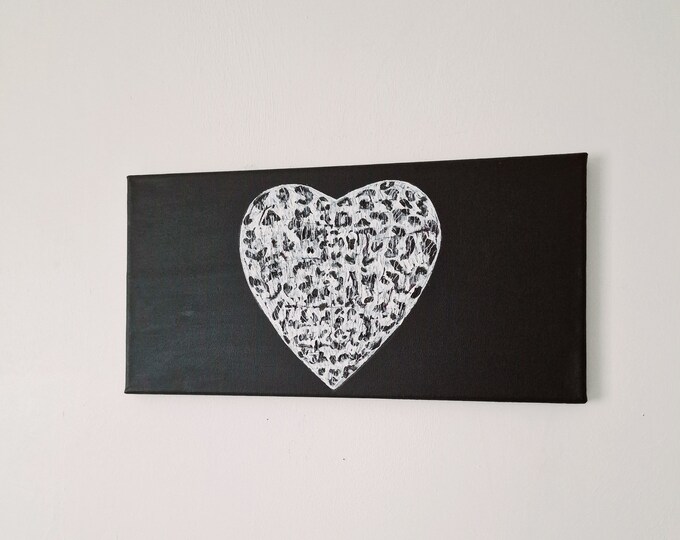 Black and white heart painting