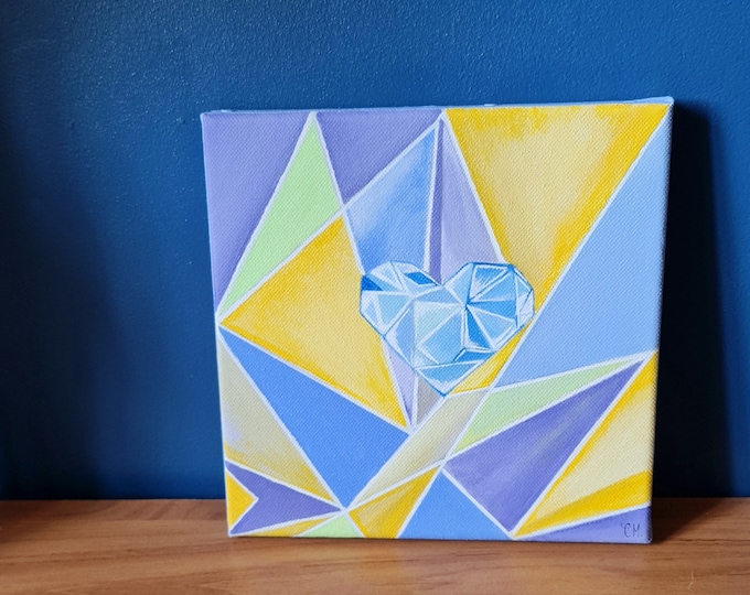 Pastel colored prism heart canvas