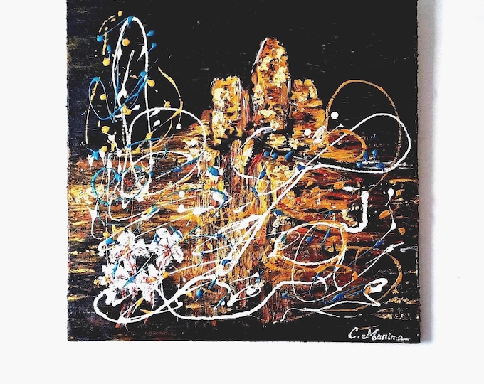 Gold and Black textured wall Art by C.Marina